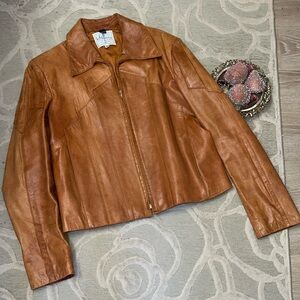 VINTAGE🌷WILSONS LEATHER🌷Tan lined zip front jacket